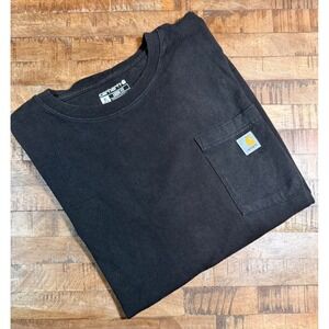 Carhartt Mens XL Loose Fit Long Sleeve Pocket T-Shirt Black Cotton Workwear Tee